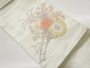 金彩花車模様刺繍名古屋帯